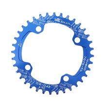 SNAIL 104BCD 라운드 좁은 와이드 체인 링 32T 34T 36T 38T MTB 산악 자전거 용 초경량 타원형라운드 크랭크 셋 체인 휠, 타원형 블루