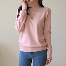 데일리앤 와니 여성 베이직 터틀넥 폴라 니트 티셔츠