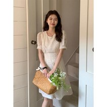 파티드레스 첫사랑 달콤한 기질 프랑스 스타일 레이스 드레스 여성 여름 퍼프 슬리브 디자인