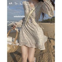 짐머원피스 가을옷 소프트스타일 프렌치 숲 극 스윗 슬림핏 허리보정 러블리 긴 소매 플라워 2426367900