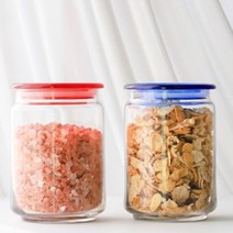 유리병 쨈 잼 병 과자 사탕 간식 뚜껑 견과류 다용도, 밀폐유리병 490ml (색상랜덤 2P), 1개