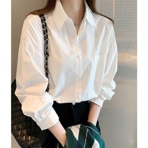 ZZJJC 화이트 셔츠 여 캐주얼 레깅스 코디 긴팔 이너셔츠