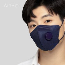 에어에이드 밸브형 일회용 퍼스널컬러 숨쉬기편한 새부리형 2D 마스크 대형, 네이비, 30개, 1개입