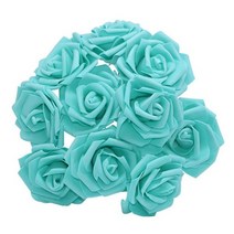 품 생일 102030Pcs 8cm 인공 PE 거품 웨딩 테이블 홈 DIY 스크랩북 품에 대 한 장미 꽃 신부 부케, 30pcs, Teal