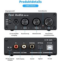 Fosi Audio Q4 헤드폰 앰프 미니 스테레오 DAC | 홈 시어터/TV 전원 스피커용 RCA AUX 24bit/192kHz 디지털-아날로그 오디오 컨버터 디코더에 USB/광/동축-33471