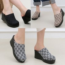 올팜슈즈 여성 가보시 통굽 앞막힌 사무실 슬리퍼 6cm 국내제작 3컬러