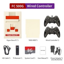 레트로 비디오 게임 콘솔 4k uhd 하이퍼 베이스 fc 게임 상자 ext.500g hdd pspps1n64dc3domamends 53000 + 게임 컨트롤러 포함, fc-500g-218b-2, 에