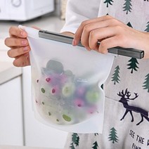 실리콘 푸드백 다이소 스탠딩 지퍼백 프레시백 육수 저장팩 보관팩 슬라이드 사료소분봉투, 핑크(2P)