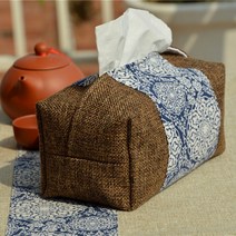 티슈케이스 복고풍 거실 레트로 패브릭 린넨 소품 휴지 인테리어, 다크 브라운