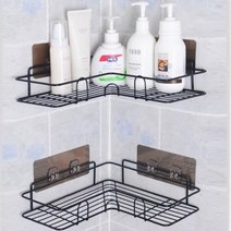 욕실악세서리 욕실 샤워용품 화장실 3회전각 선반에 구멍을 내지 않고 욕실용품 대전주방에 물건을 넣어주는 샴푸 워시, 01 롱 심플 블랙
