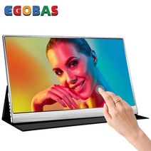 포터블모니터 휴대용 듀얼 HDR 터치 FHD 모니터 15.6 인치 스크린 1080p hdr ips 패널 게임 usbc hdmi-compatibe 스마트 폰 노트북 스위치 ps4, 터치 실버, EU 플러그