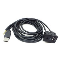 1.5m 차량 대시 플러시 마운트 USB 포트 패널 3.5mm 보조 USB 확장 케이블 어댑터, 검은색