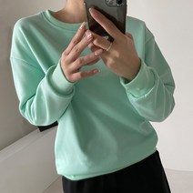 여성용 컬러볼 기모 라운드 맨투맨