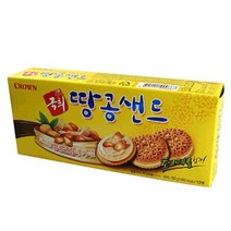 H잇템cFh323nx286z크라운 국희 땅콩샌드 1박스(155gx24각) 쿠키 비스킷 고소 너트 바삭_Nd333b, 1