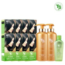TS 더착한염색 튜브타입 120g*8개+케라틴플러스트리트먼트 500ml*2개+실크케라틴헤어에센스 170ml*1개, 5호 자연흑갈색