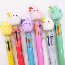 몰랑이 6색 피규어 볼펜 필기 문구 0.5mm 시시네잡화점, 핑크