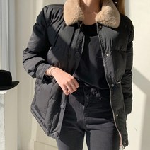 [랜덤플레이] 카라 허리 스트링 무광 패딩 자켓