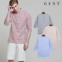 겐트옴므 남성용 시어서커 ST 헨리넥 7부 셔츠_GS8205C
