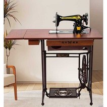 수동 재봉틀 옛날 미싱기 빈티지 미싱 기계 풋 페달, 버터플라이 블루+옐로우 상판+모터