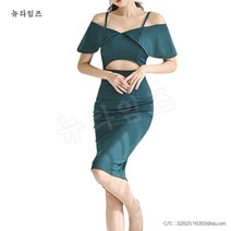 끈나시 원피스 여자 여름 그린 프릴테두리 슬림 스커트 뉴타임즈 C11 W298Q817