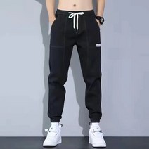 데님 팬츠 남자 여름 슬림핏 조거 팬츠 작업복 배기 팬츠