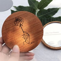모먼트 원목 원형 나무 손거울 제작 원목 우드 미니 3color (각인 가능), 체리, 각인I형(+1000)