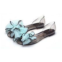 ANKRIC 홀리 상어 여성 여름 패션 물고기 입 레이스 큰 꽃 활 플랫 샌들 플라스틱 젤리 신발 비치 슈즈 여자여름샌들