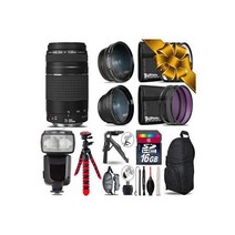 캐논 EF 75-300 III - 3 렌즈 키트 + 프로페셔널 Flash - 16GB Holiday Gift 번들