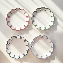 커브드로잉 레트로 플라워 접시 브런치 디저트 꽃무늬접시 플레이팅 빈티지그릇 빈티지접시, 퍼플, 1개