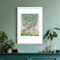 [그림닷컴] 제주생활의 중도 (150 Editions) Green Tree 이왈종 판화 액자추가가능, (원목)우드베이지