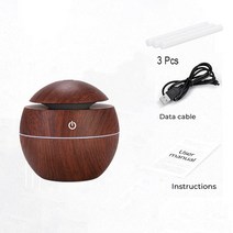 에어워셔가습기 샤오미 휴대용 가습기 초음파 usb 아로마 디퓨저 나무 led 야간 조명 전기 에센셜 오일 디퓨저 아로마 테라피, 세트 3