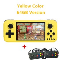 레트로 오락기 휴대용게임기 4 인치 64 기가 바이트 128 6000 ps1 sega 아케이드 용 두 플레이어, Yellow 64GB, 없음, Yellow 64GB