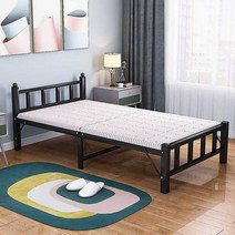 홈 오피스 낮잠 침대 접이식 변신 침대 나무, 흰색 프레임과 파란색 스트립 (폭 80CM)