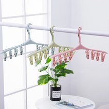 DL PKFARM 3+1 국내 360도 회전 8단 집게 다용도 옷걸이, 그린