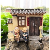 정원 꾸미기 노부부 실내 테라스 한옥 장식 미니어처 수지 선물, 935-5 신문읽기