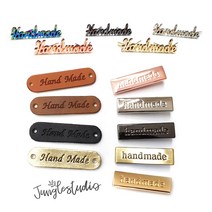 핸드메이드 라벨 택 금속 가죽 handmade 가방부자재 마크라메 재료 가방만들기 DIY, 금속로고_흑실버(2개), 1개