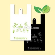 친환경 비닐봉투/ 친환경 손잡이 봉투/ 친환경 쇼핑백 (5L/300매) (백색/흑색), 2) 흑색