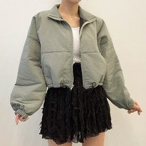 VANANA2 국내제작 스트링 크롭 바람막이 패딩 점퍼 3color
