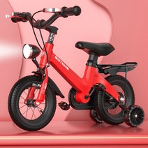 BQTONG 보조바퀴 아동 어린이 자전거 12~18인치 디스크브레이크 강화프레임 95% 조립배송, 18인치, 레드 (스포크 휠+V브레이크+뒷좌석)