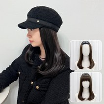 모위드 롱c컬 모자가발 부분가발 모자체인지가능 항암치료용 hmoc200, 애쉬카키브라운, 1개