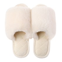 Winter House Women Faux Fur Slippers Open Toe Ladies Plush Shoes Indoor Floor Memor [A00103198]
