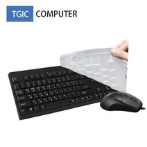 USB 유선 키보드 마우스 세트 + 키스킨, TGC-MK7000S, 블랙, 일반형