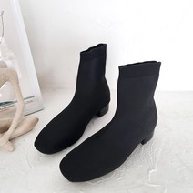 발편한 빅사이즈 블랙 니트 스판 삭스 3cm 여성 앵클 부츠