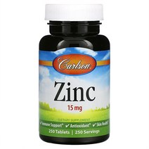 칼슨랩스 아연 Zinc 15 mg 250 타블렛 1통