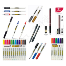 모나미네임펜 X F M T 12색세트 트윈 금은 낱개 12자루 붓펜 WF1 WF3 양쪽, 12)모나미 6색네임펜 F