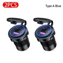 시거잭 주행충전기 차량용 파워뱅크 12V-24V USB 자동차 전화 충전기 QC3.0 5V 3A 소켓 고속 충전 PD 포트, 06 Type A Blue 2pcs