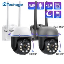 Techage-1080P 3MP Wifi IP 카메라 보안 야외 스피드 돔 PTZ 카메라 무선 자동 추적 양방향 오디오 다채로운 야간 P2P, 3MP White Camera 32G_3.6mm