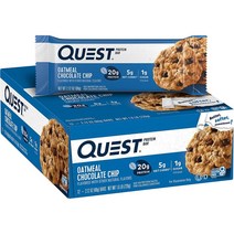 Quest Nutrition 오트밀 초콜릿 칩 단백질 바 12개, 12개(1팩), 블루 베리 머핀