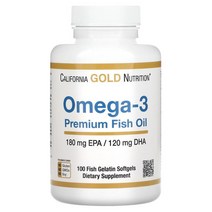 캘리포니아 골드 뉴트리션 California Gold Nutrition 오메가3 프리미엄 피쉬 오일 180 EPA120 DHA 생선 젤라틴 소프트젤 100정, 1개