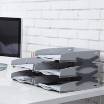 회원가입 각종양식 서류 용지 3단받침대 상담실 홀더 데스크 책상 소품함 책상꾸미기, 쿨그레이